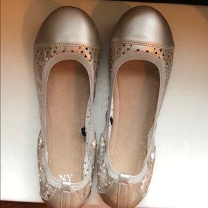 tan/gold metallic flats BRAND NEW